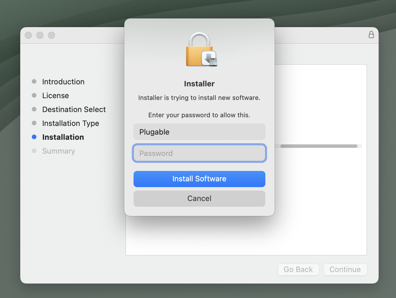 displaylink install password